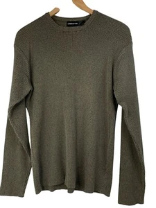 L Claiborne Mens Large Green Rib Knit Crew Sweater Cotton Blend LS 8888 GUC - Picture 1 of 7