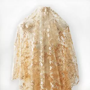 52" French Yellow Tulle Fabric 5 Yards, African Lace Material Fabric by The Y... - Picture 1 of 9