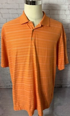 Polo de golf Nike Dri Fit naranja a rayas rendimiento manga corta talla XL Foto 1 de 4