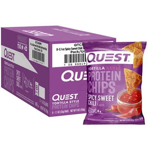 Quest Tortilla Style Protein Chips, Spicy Sweet Chili Flavor,19g of Protein,8 Ct - Picture 1 of 9