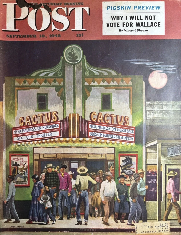 1948 John Falter Saturday Evening Post Cactus Theater Original Magazine Cover - Image 1 of 1