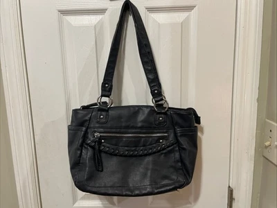 Bueno Bolso de Mano Negro Bolso de Hombro Cartera Cuatro Bolsillos Exteriores Cuero Muy Suave Foto 1 de 4