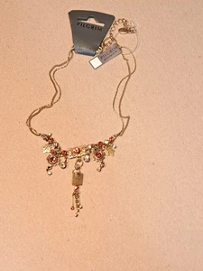 Pilgrim Danish Design Dark Pink Crystal Necklace NWT - Picture 1 of 5