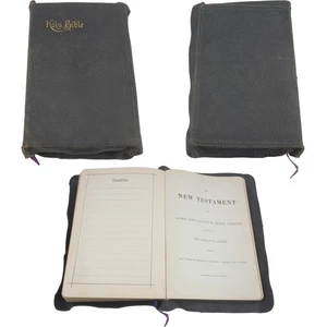Devotional Family Bible w/ Old & New Testaments Leather C.1910 Genealogy - Picture 1 of 9