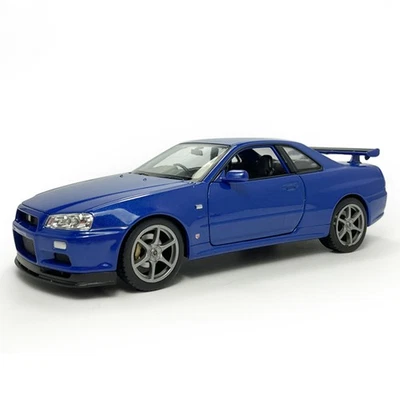 1:24 Scale Nissan Skyline GT-R (R34) Model Car Diecast Vehicles Collection Blue - Image 1 of 4