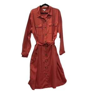 Time And Tru rostrotes Hemdblusenkleid mit Knopfleiste Gr. XXL 20 Langarm + Taschen - Bild 1 von 14