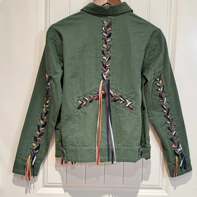 Chaqueta Militar Sheryl Crow Flecos Con Cordones Boho Western Hippie Mujer’s Pequeña Foto 1 de 4