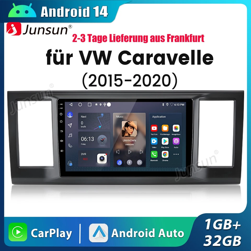 32G Carplay Android14 Für VW Transporter T6 Multivan Caravelle Autoradio GPS Nav - Bild 1 von 4