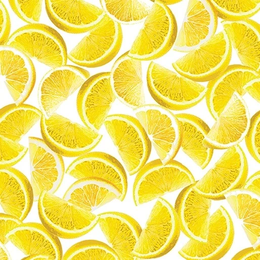 Food Fabric | Kanvas Studio Lemon Fresh Fruit Slice White | Yard - Image 1 of 1