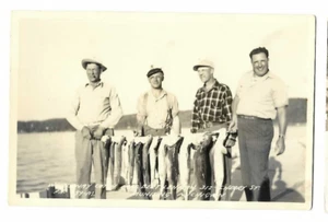 Postcard Bert Lehman 312 Cherry St Munising Mich MI Michigan RPPC Fishing Catch - Picture 1 of 2