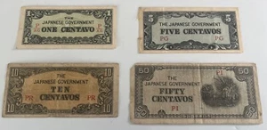 Set di 4 - banconote da 1, 5, 10 e 50 CENTAVOS GIAPPONE SECONDA GUERRA MONDIALE occupazione FILIPPINE - Foto 1 di 7