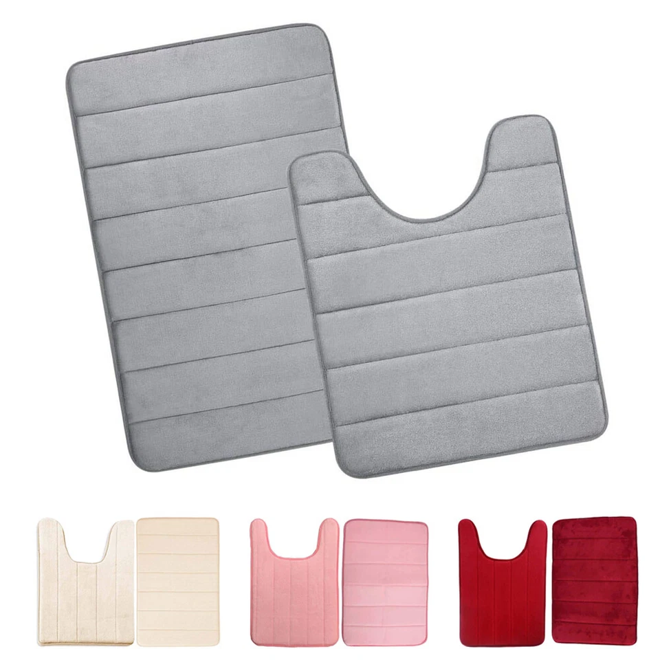 2Tlg.Set Badematte Badvorleger Badgarnitur Rutschfeste Badteppiche WC-Vorleger - Bild 1 von 4