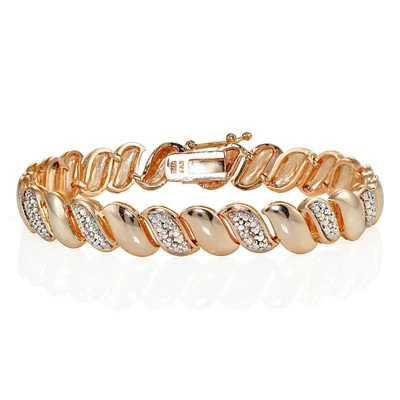 Brazalete de tenis San Marco con detalles de diamantes naturales genuinos en tono oro rosa Foto 1 de 3