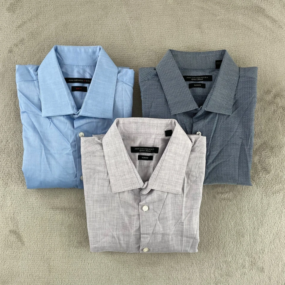 John Varvatos Shirts Men 16.5 32/33 Large Multi Slim Fit Long Sleeve Lot of 3 - Image 1 of 4