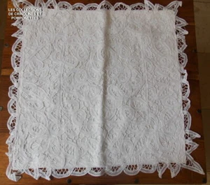 HOUSSE DE COUSSIN BRODEE MAIN DENTELLE RENAISSANCE BLANCHE 40 CM* - Imagen 1 de 3
