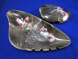 Marc Bellaire Ceramic Madri Gras Ashtray & Covered Dish California Pottery MCM - Picture 1 of 12