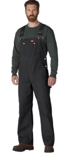 Men's Bib Overalls 48X30 DICKIES Unlined Duck Canvas Rinsed Black - Picture 1 of 5