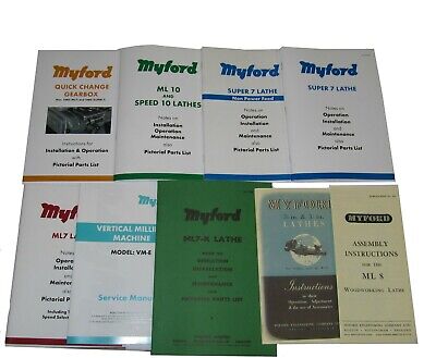 Myford Lathe Manual Instruction Parts Super 7...