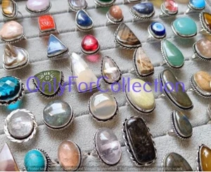 Buy Lapis Lazuli & Mix Gemstone 10Pcs Rings 925 Sterling Silver Plated Lot - Picture 1 of 7