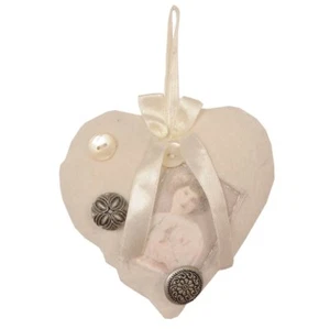 LOST MEMORIES Dekoherz, Stoffherz 13cm natur VN / Dekohänger Shabby, Vintage - Bild 1 von 1