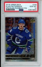 2018-19 Upper Deck Elias Pettersson Speckled Rainbow Foil Young Guns PSA 10 POP2