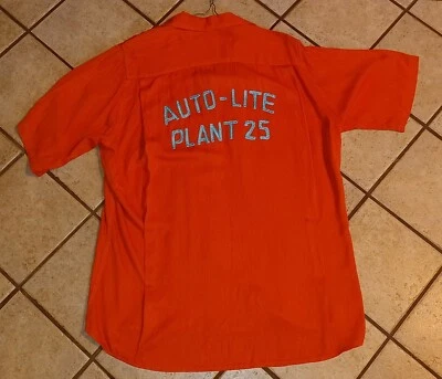 AUTO LITE PLANT 25 TOLEDO OHIO Vtg King Louie Bowling Shirt Medium 1950's Orange - Image 1 of 4