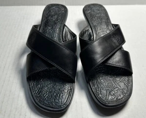 Timberland Sandals Women's Size 10M Black Strap Leather Slip On Heel (87318) - Picture 1 of 8