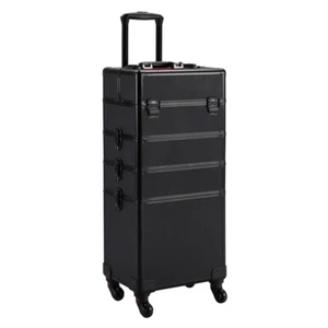Makeup Trolley Case 4 in 1 Vanity Cosmetology Case Cosmetic Train Case on Wheels - Picture 1 of 11