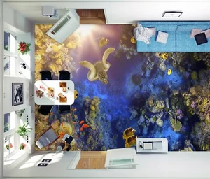 3D Sea Turtle SKE2172 Floor WallPaper Print Decal Epoxy Floor Deco Kay - Picture 1 of 5