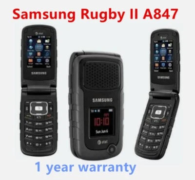 Original Samsung Rugby II A847 Flip Mobile Phone Black 2.2'' 3G GSM Unlocked - Image 1 of 2