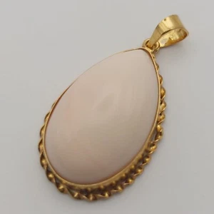 Colgante de piel de ángel, coral rosa natural, plata dorada - Imagen 1 de 9