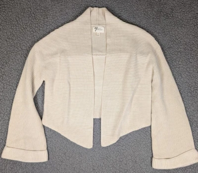 Cárdigan corto Andrea Jovine para mujer manga campana flecos crema talla mediana Foto 1 de 4