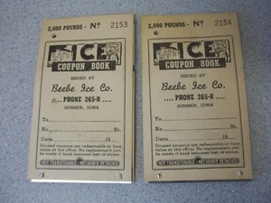 Vintage Ice Coupon Books Beebe Ice Co Sumner Iowa 2153 and 2154 - Picture 1 of 6