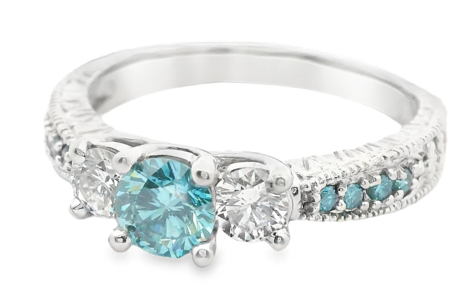 Anillo de compromiso vintage de diamantes laterales de 0,42 quilates TW de oro blanco de 18 quilates talla 8,5 Foto 1 de 4