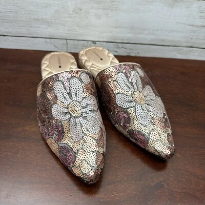 Zapatillas para mujer Birdies The Dove de lentejuelas sin cordones florales talla 7 rosa metálico Foto 1 de 4