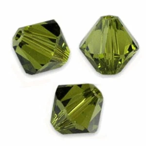 2 Perles Toupies 10mm Cristal Swarovski - OLIVINE - Picture 1 of 1