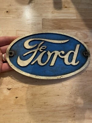 Henry Ford Motor Plaque Sign Patina Hotrod Mustang Auto Truck Car F150 CAST IRON - Image 1 of 4