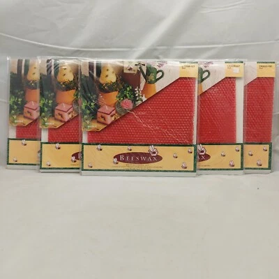 Beeswax Candle Kit Lot of 5 Red Taper Wick Candle Craft Making Kits - Image 1 of 3