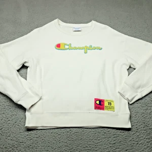 Champion Sweater Girl M 38x22 White Reverse Weave Letters Pullover Sweatshirt - Picture 1 of 13