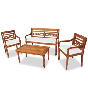 Patio Furniture Set Set of 4 Brown Teak Wood Medium Durable vidaXL - Picture 1 of 5