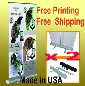 31.5" x 78" Retractable Free Graphic Printing Roll Up Banner Stand Trade Show - Picture 1 of 5