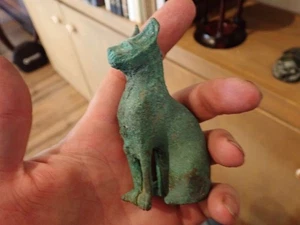 Rare Large Antique Egyptian Bronze Cat Statue~Ancient Egypt Goddess Bastet/Bast - Picture 1 of 4