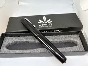 Vintage Woodex Supreme Black Ebonite Fountain Pen Fine Nib 3 in 1 Use - Beauty - Bild 1 von 6