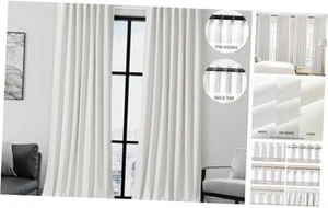 Blackout Curtains Linen 120 Inch Long 2 Panels 52"W x 120"L (Pack of 2) Ivory - Picture 1 of 7
