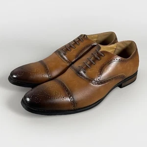 Zapatos de vestir SANTINO LUCIANO para hombre de cuero genuino marrón talla 12 punta de ala nuevos sin etiquetas - Imagen 1 de 10