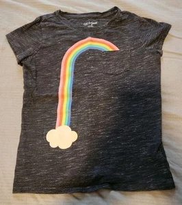 Girls Short Sleeve Graphic Raindbow T-Shirt Cat & Jack Gray 6/6x - Picture 1 of 4