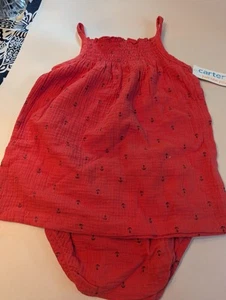 Carter's Infant Girls 12 Months Salmon Pink Sundress And Underwear NWT - Picture 1 of 8