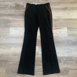 Marc Jacobs Black Wool Pants Orange Trim Size 4 Tailored Wide Leg Trousers - Picture 1 of 6