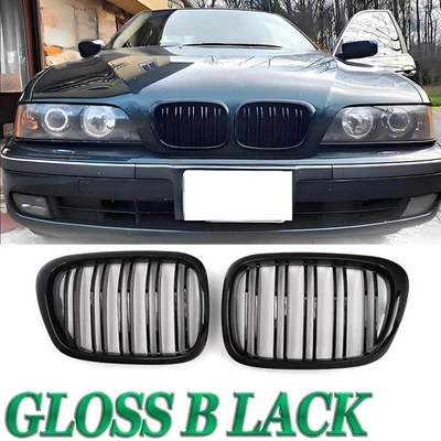 For 1997-2003 BMW E39 M5 528i 530i 540i Front Kidney Grill Grille Gloss Black - Image 1 of 4
