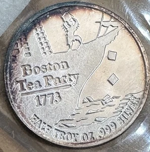 1773 HALBE Feinunze .999 Feinsilber Medaille Boston Tea Party - Bild 1 von 2